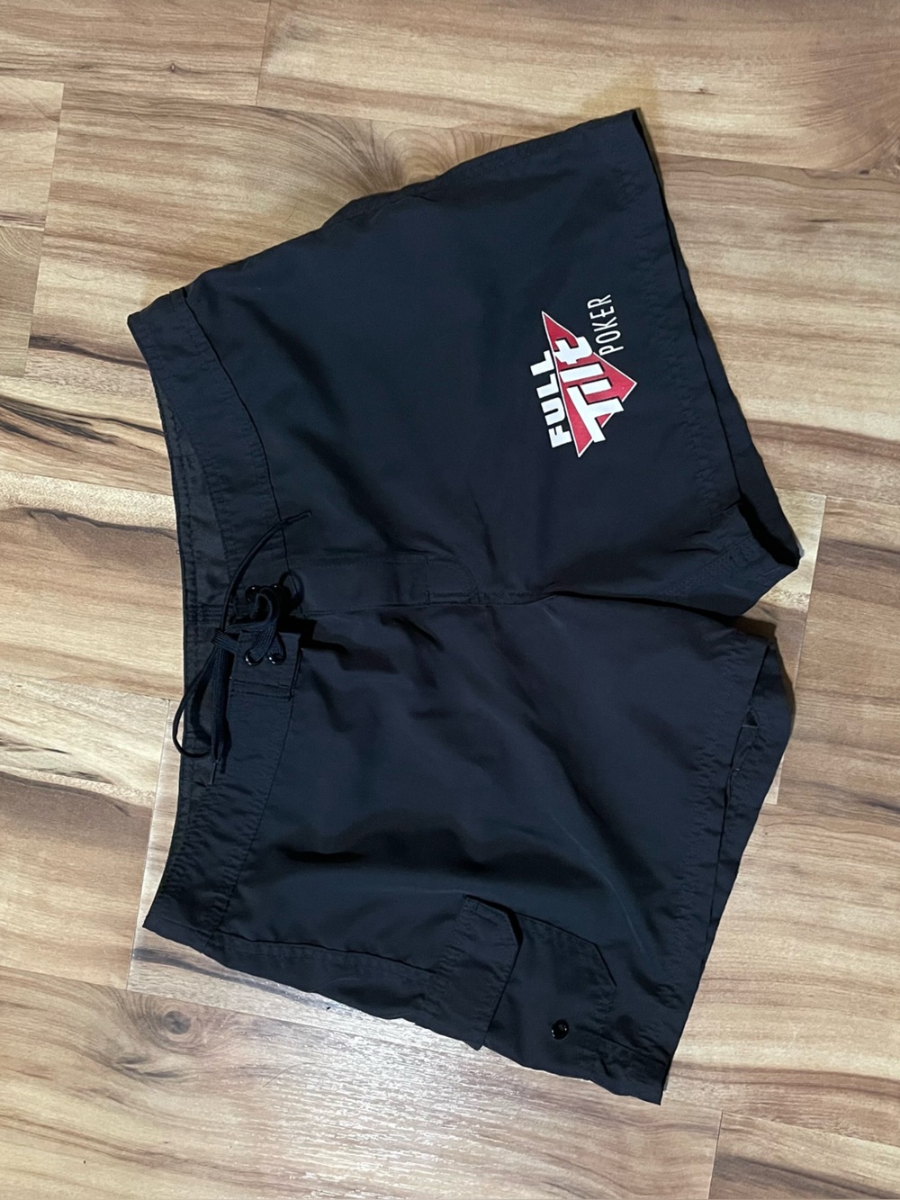 Rare Vtg Full Tilt Poker Boardshorts Womens Size 12 Black Swim Trunks Y2K Promo